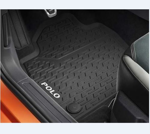 Tappeto in gomma nero, Posteriore, 2 pz - VW Polo 9N (fissaggio bottone  tondo) - Navistore